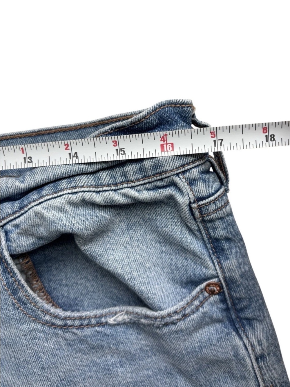 American Eagle AE 12 Short Strigid Stovepipe High Waist Blue Jeans Wide Leg - Picture 5 of 10